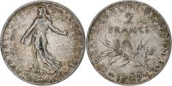 World Coins - France, 2 Francs, Semeuse, 1909, Paris, Silver, , Gadoury:532, KM:845.1