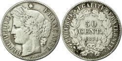 World Coins - Coin, France, Cérès, 50 Centimes, 1871, Paris, , Silver, KM:834.1
