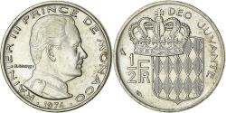 World Coins - Coin, Monaco, Rainier III, 1/2 Franc, 1974, , Nickel, KM:145