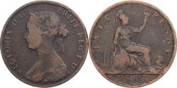 World Coins - United Kingdom, Victoria, 1/2 Penny, 1863, London, Bronze,