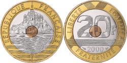 World Coins - Coin, France, Mont Saint Michel, 20 Francs, 2000, Paris, BU,