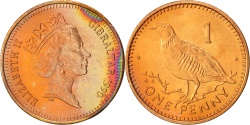 World Coins - Gibraltar, Elizabeth II, Penny, 1990, Bronze, KM:20