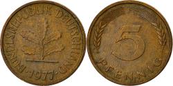 World Coins - Coin, GERMANY - FEDERAL REPUBLIC, 5 Pfennig, 1977, Stuttgart, , Brass