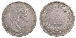World Coins - Coin, France, Louis-Philippe, 5 Francs, 1834, Paris, , Silver