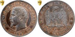 World Coins - France, Napoleon III, 5 Centimes, 1857, Rouen, Piéfort, Bronze, PCGS,