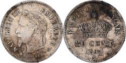World Coins - France, Napoleon III, 20 Centimes, 1867, Strasbourg, Silver,