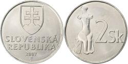 World Coins - Slovakia, 2 Koruna, 2007, Kremnica, Nickel plated steel, , KM:13