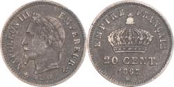 World Coins - Coin, France, Napoleon III, 20 Centimes, 1867, Strasbourg, , Silver