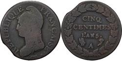 World Coins - France, 5 Centimes, Dupré, AN 5, Paris, Bronze, , Gadoury:126