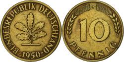 World Coins - GERMANY - FEDERAL REPUBLIC, 10 Pfennig, 1950, Hambourg, Brass Clad Steel