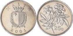 World Coins - Coin, Malta, 25 Cents, 2001, Franklin Mint, , Copper-nickel, KM:97