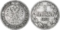World Coins - Finland, Alexander II, Markka, 1866, Helsinki, , Silver, KM:3.1