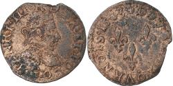 World Coins - France, Henri III, Double Tournois, 1583, Poitiers, Copper,