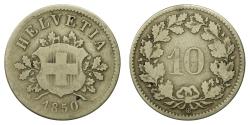 World Coins - Coin, Switzerland, 10 Rappen, 1850, Strasbourg, , Billon, KM:6