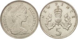 World Coins - Great Britain, Elizabeth II, 5 New Pence, 1980, , Copper-nickel, KM:911