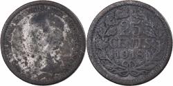 World Coins - Netherlands, Wilhelmina I, 25 Cents, 1918, Utrecht, Silver,
