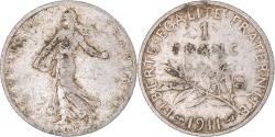 World Coins - Coin, France, Semeuse, Franc, 1911, Paris, , Silver, KM:844.1