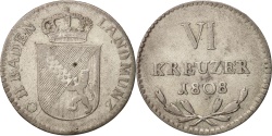 World Coins - German States, BADEN, Karl Friedrich, 6 Kreuzer, 1808, , Silver, KM:140