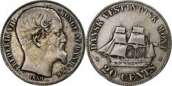 World Coins - Danish West Indies, Frederik VII, 20 Cents, 1859, Copenhagen, Silver,