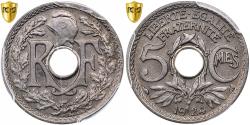 World Coins - France, 5 Centimes, Lindauer, 1924, Paris, Copper-nickel, PCGS,