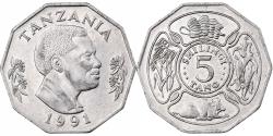 World Coins - Tanzania, 5 Shilingi, 1991, Nickel Clad Steel, , KM:23a.2