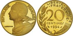 World Coins - Coin, France, Marianne, 20 Centimes, 1994, Paris, Proof,