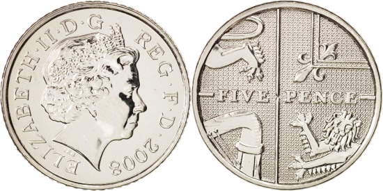 Uk 2 5 3. Five Pence монета 2010. Великобритания 5 пенса 2009. Монета great Britain Trial Probe 2 evкo.