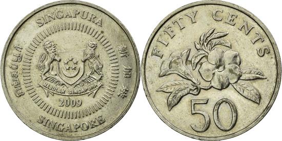 トランプ大統領再選記念　The Singapore Mint 50周年 Coin, Singapore, 50 Cents, 2009, Singapore Mint, , Copper-nickel