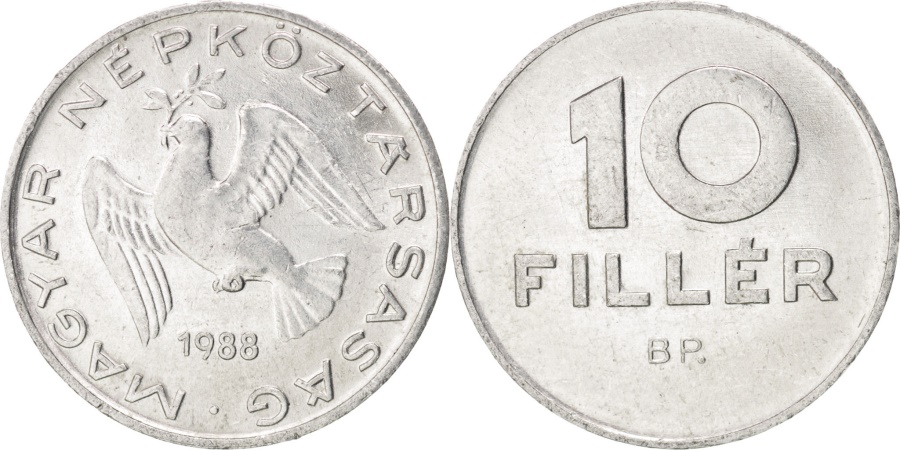 World Coins - HUNGARY, 10 Filler, 1988, Budapest, KM #572, , Aluminum, 18.5, 0.65