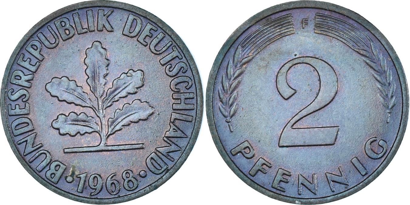 2 Pfennig 1968 G Nicht Magnetisch Wert www.vcoins.com