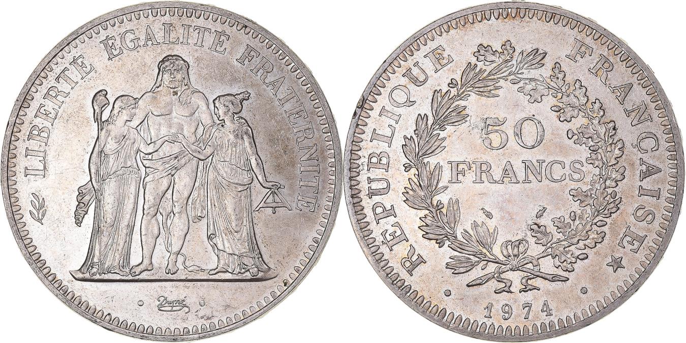 Coin, France, Hercule, 50 Francs, 1974, Avers 20 francs, , Silver