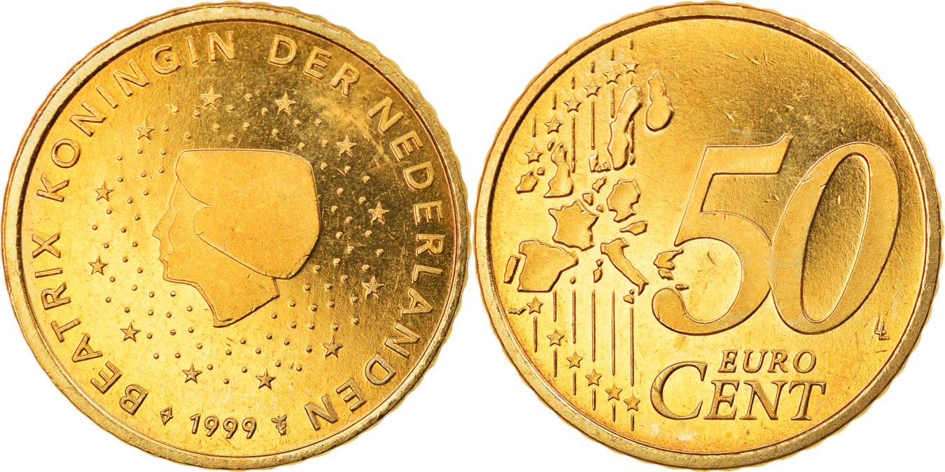 1999 cheapest Netherlands 50 euro cent coin