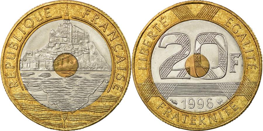 World Coins - Coin, France, Mont Saint Michel, 20 Francs, 1996, Paris,