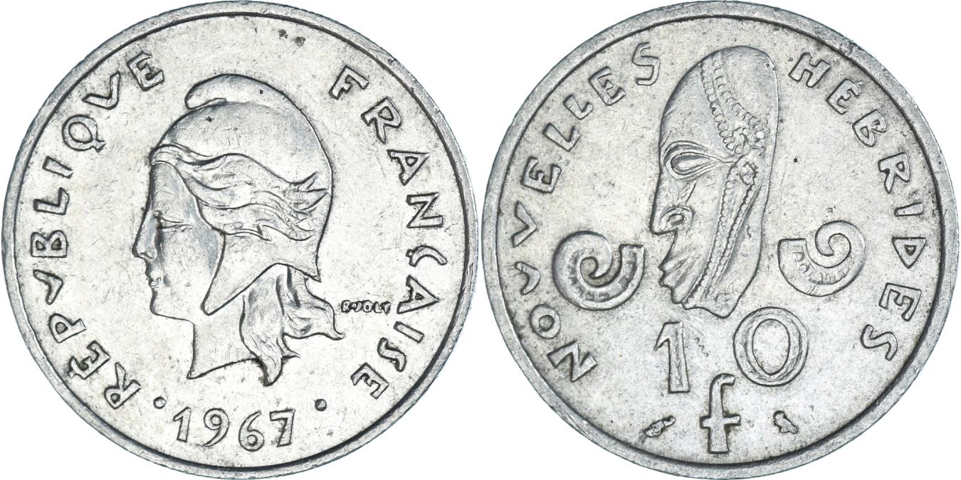 Coin, New Hebrides, 10 Francs, 1967 European Coins