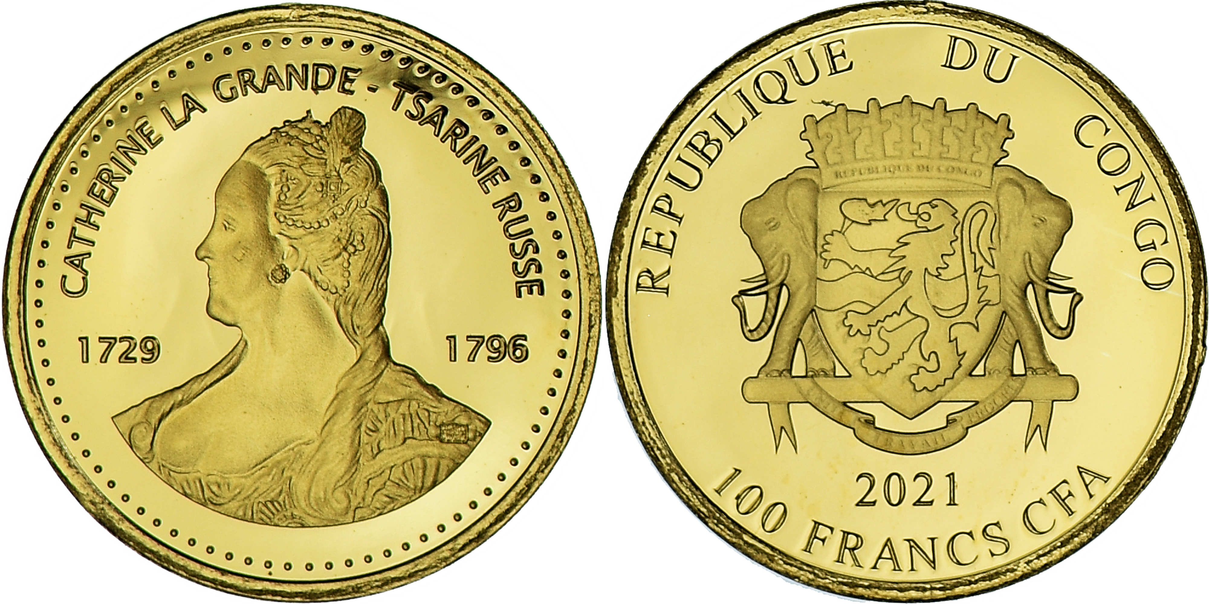 Coin, Congo Republic, Catherine la Grande, 100 Francs CFA, 2021