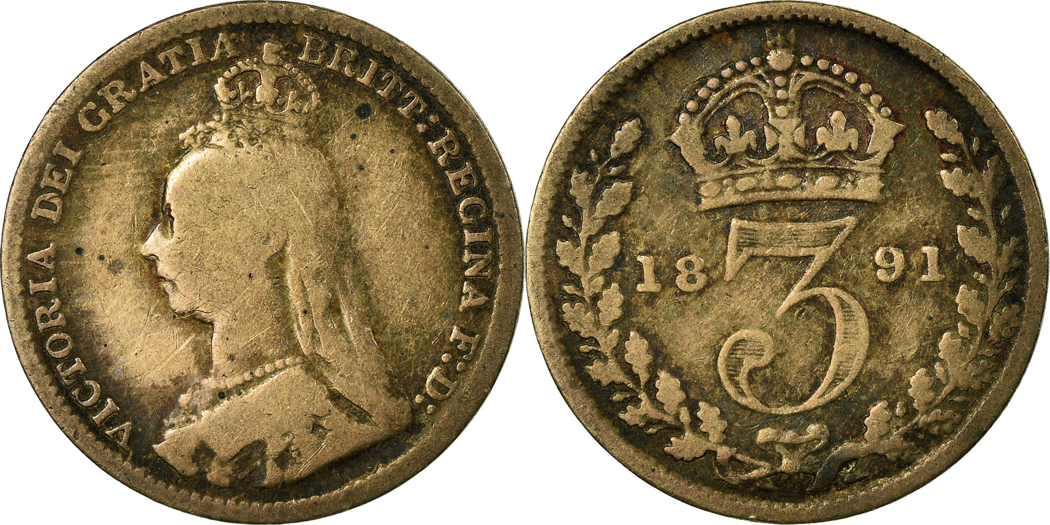 Coin, Great Britain, Victoria, 3 Pence, 1891, , Silver, KM:758
