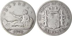 World Coins - Coin, Spain, Provisional Government, Peseta, 1870, Madrid, , Silver