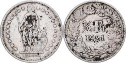 World Coins - Coin, Switzerland, 1/2 Franc, 1921, Bern, , Silver, KM:23