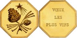 World Coins - France, Token, Amour et Mariage, Voeux, Gilt Bronze, Pomme de Pin,