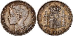 World Coins - Coin, Spain, Alfonso XIII, Peseta, 1900, Madrid, , Silver, KM:706