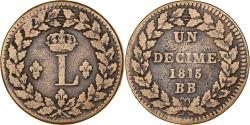 World Coins - France, Louis XVIII, 1 Décime, 1815, Strasbourg, Bronze,