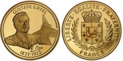 World Coins - France, Medal, Gustave Eiffel, Copper Gilt,