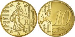 World Coins - France, 10 Euro Cent, 2009, Paris, Proof / BE, , Brass, Gadoury:4b.