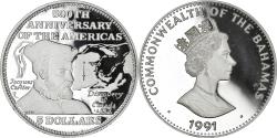 World Coins - Coin, Bahamas, Elizabeth II, 5 Dollars, 1991, Franklin Mint, , Silver