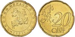 World Coins - Monaco, Rainier III, 20 Euro Cent, 2001, Paris, , Brass, Gadoury:MC176