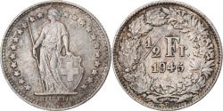 World Coins - Coin, Switzerland, 1/2 Franc, 1945, Bern, , Silver, KM:23