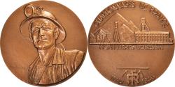 World Coins - France, Medal, Mines, Charbonnages de France, Business & industry, 1985