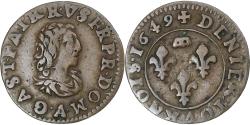 World Coins - Principality of Dombes, Gaston d'Orléans, Denier Tournois, 1649, Trévoux