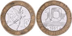 World Coins - France, 10 Francs, Génie, 1991, Paris, Bi-Metallic, , Gadoury:827