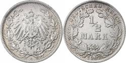 World Coins - GERMANY - EMPIRE, 1/2 Mark, 1907, Berlin, Silver, , KM:17